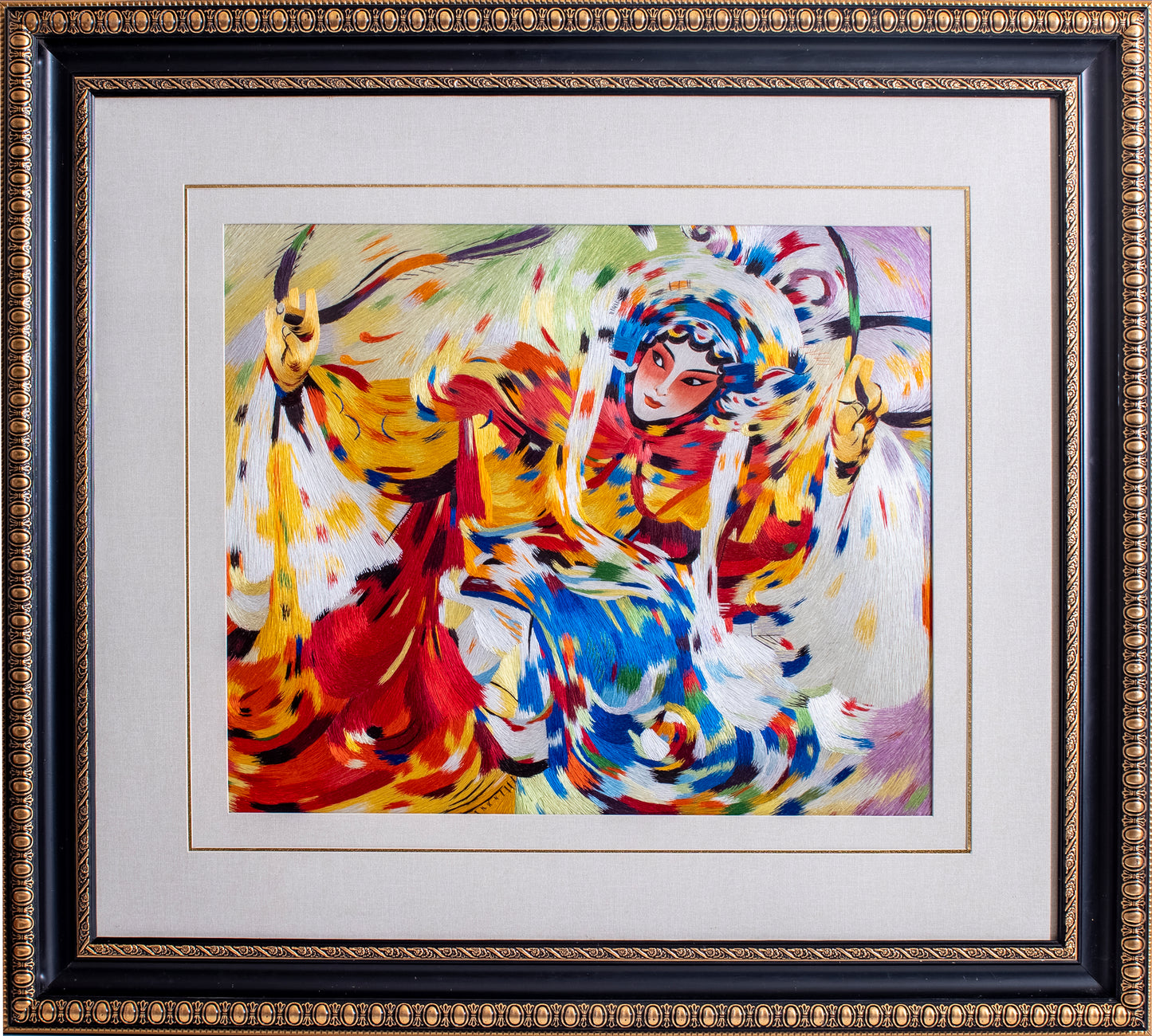 Dancing in Silk - Silk Art Framed and Matted
