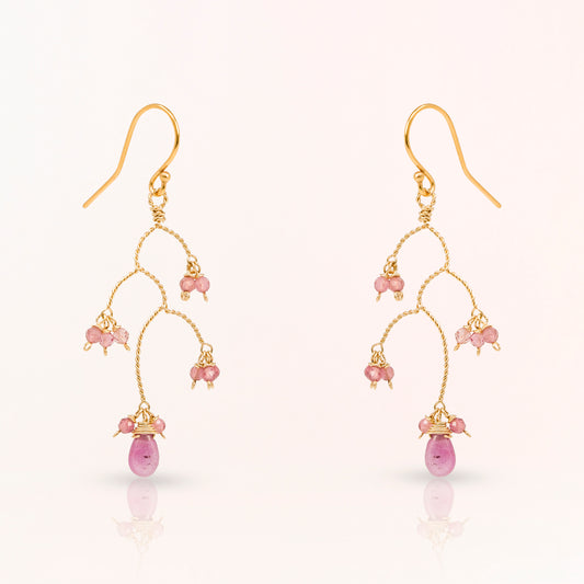 Pink Sapphire Branch Earrings