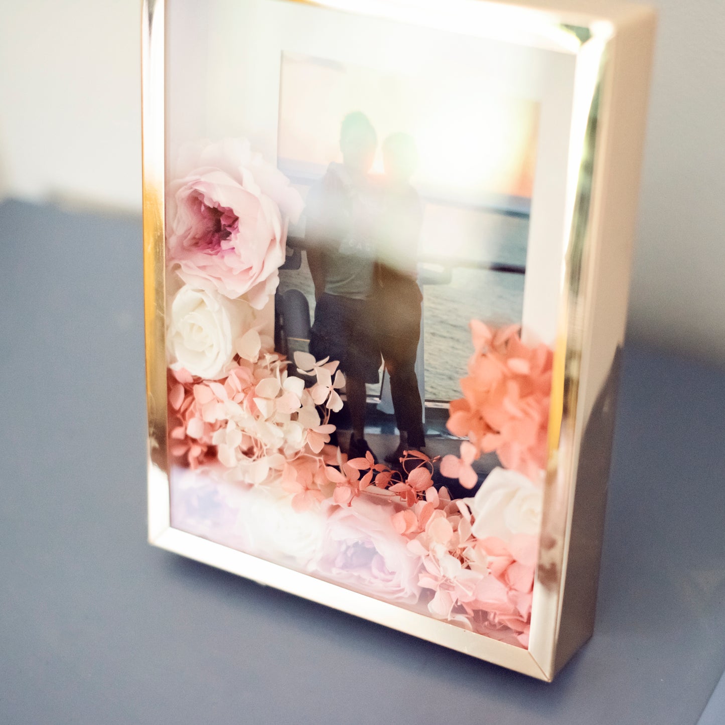 Gold Picture Frame with Preserved Flowers