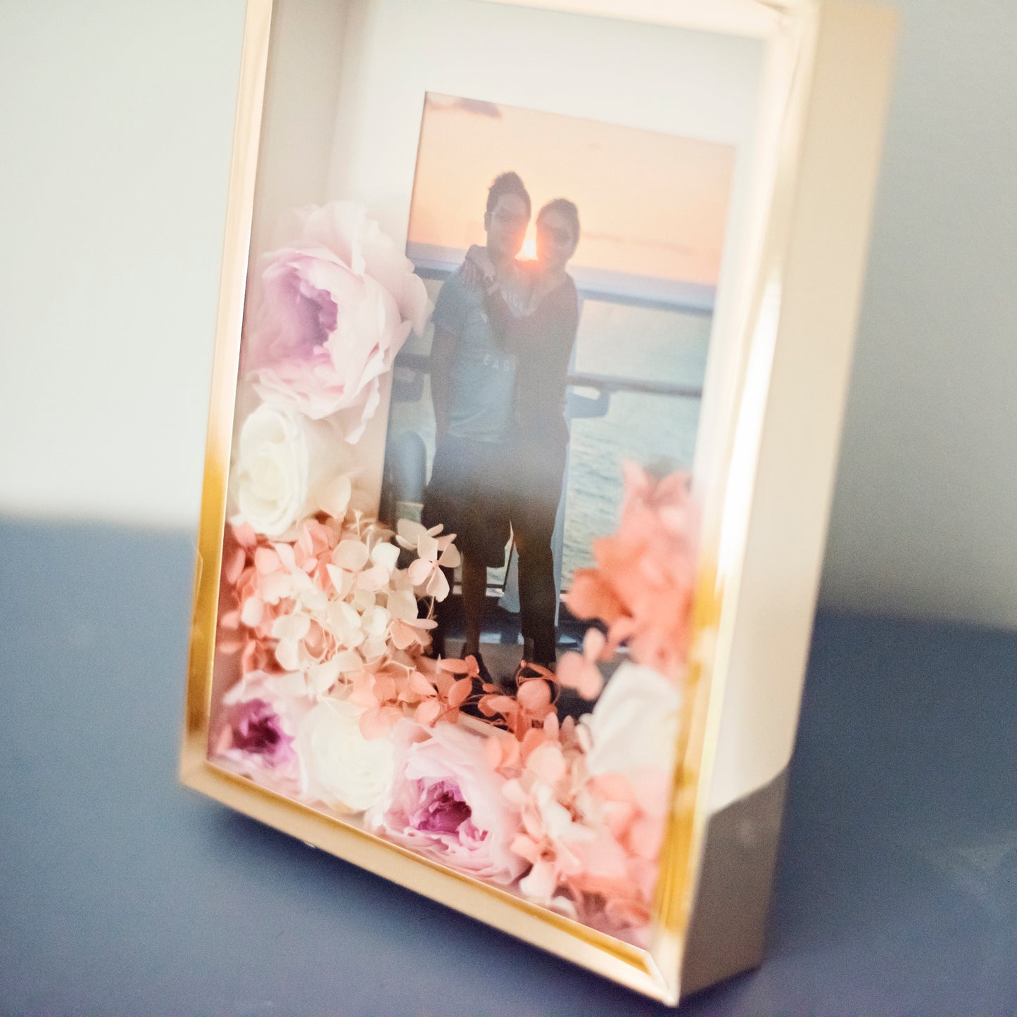 Gold Picture Frame with Preserved Flowers