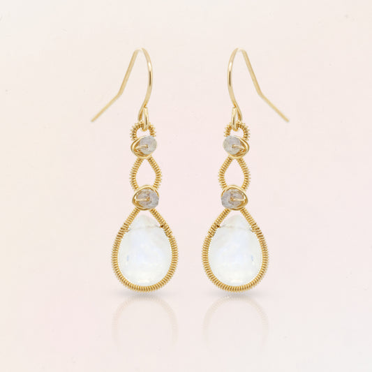 Moonstone Hourglass Drop Earrings