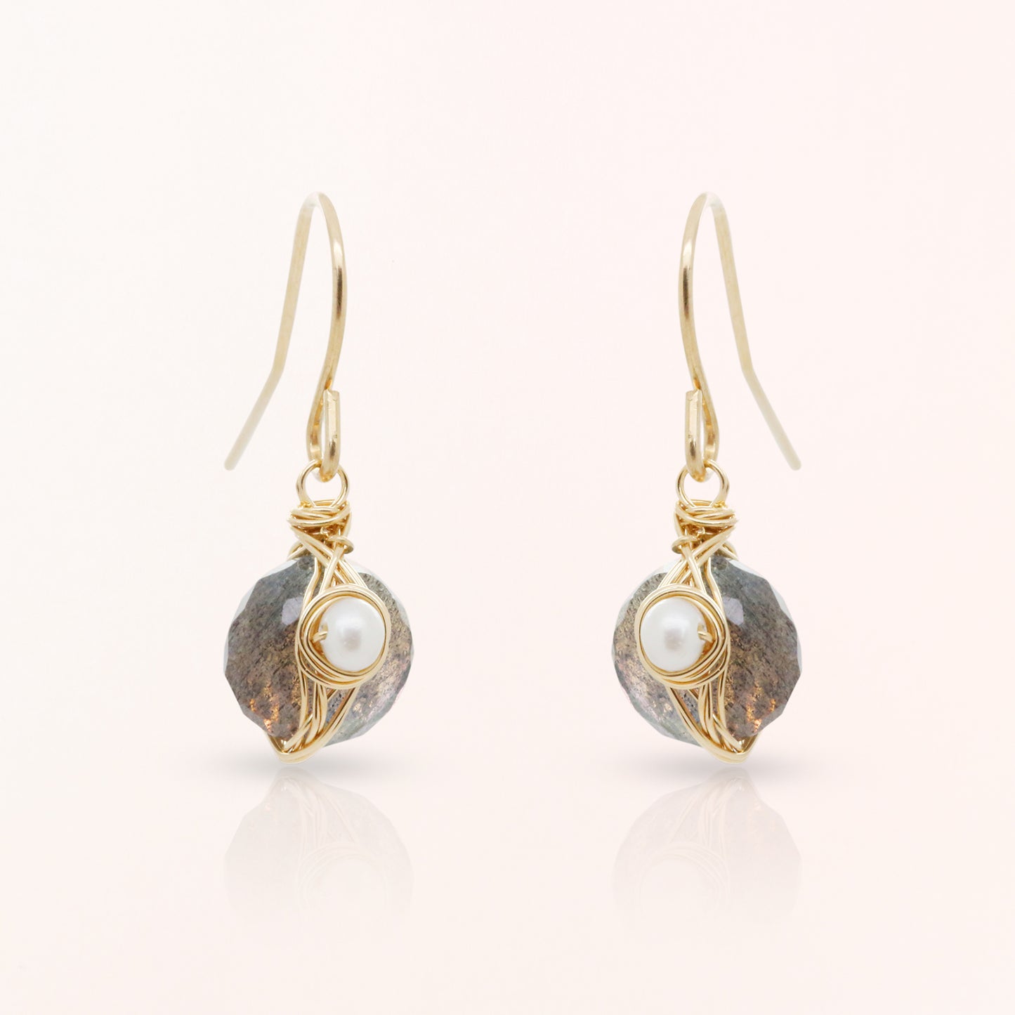 Labradorite and Pearl Earrings