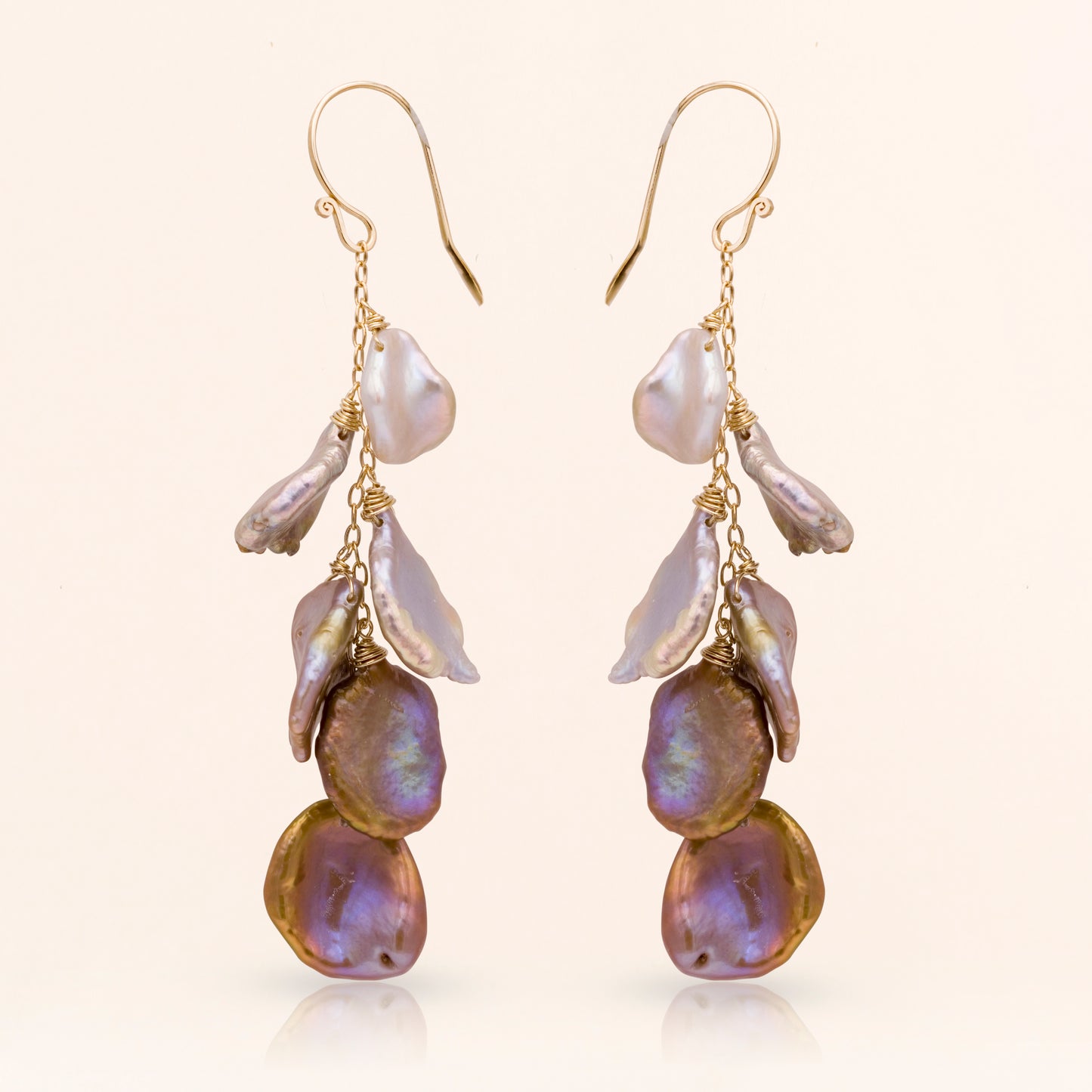 Baroque Coin Pearl Cluster Earrings