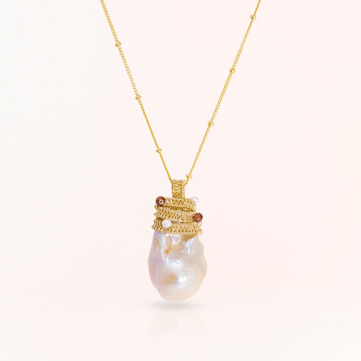 Wire Wrapped Baroque Pearl Pendant