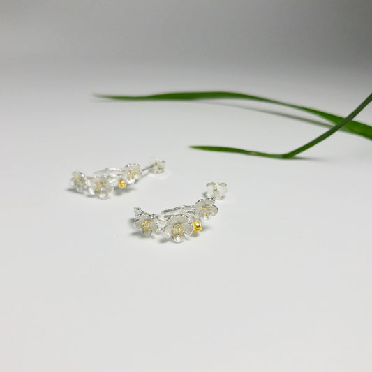 Cherry Blossom Sterling Silver Stud Earring