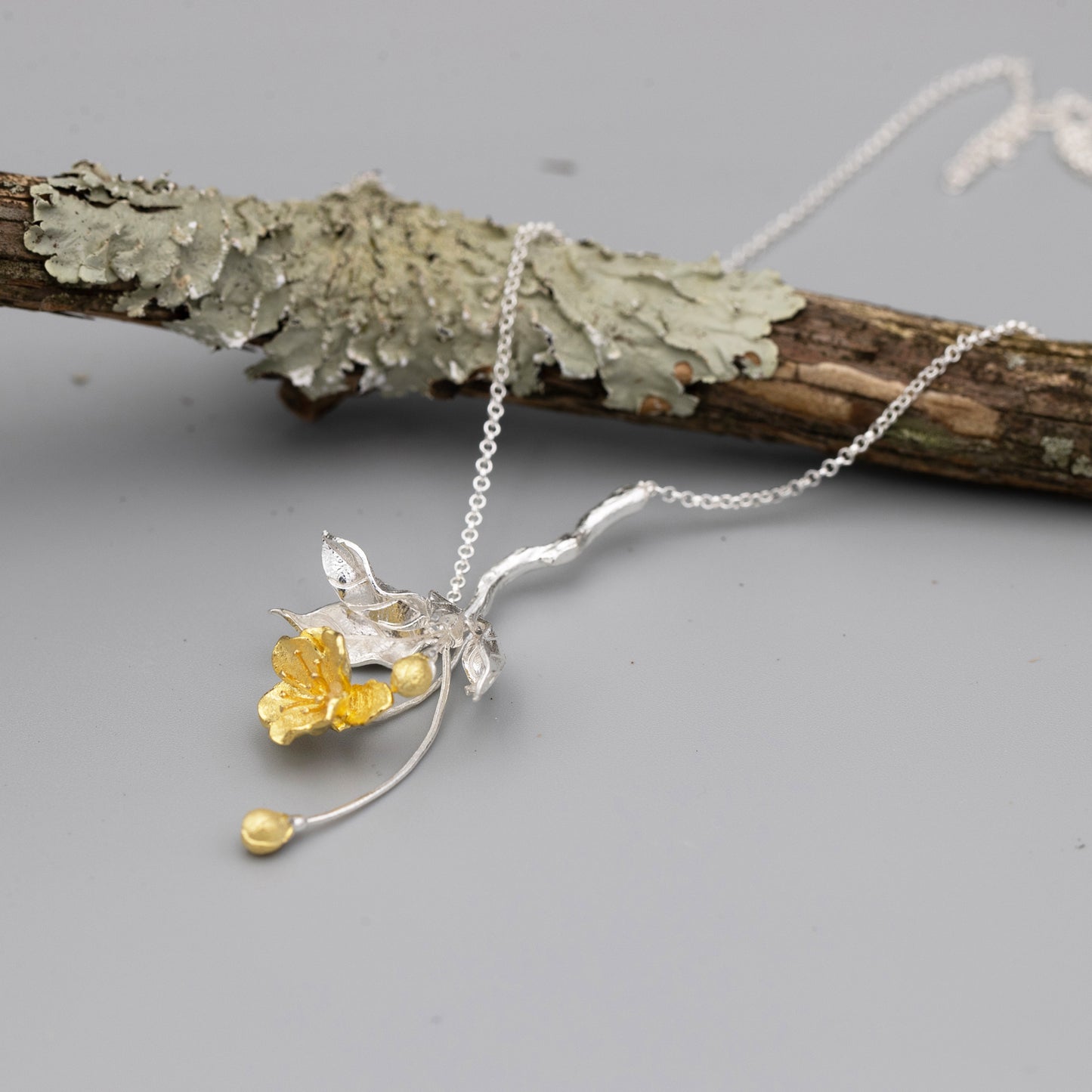 Branch and Gold Flower Necklace