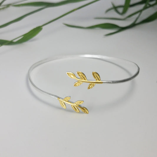 Gold Leaf Sterling Silver Nature Bracelet