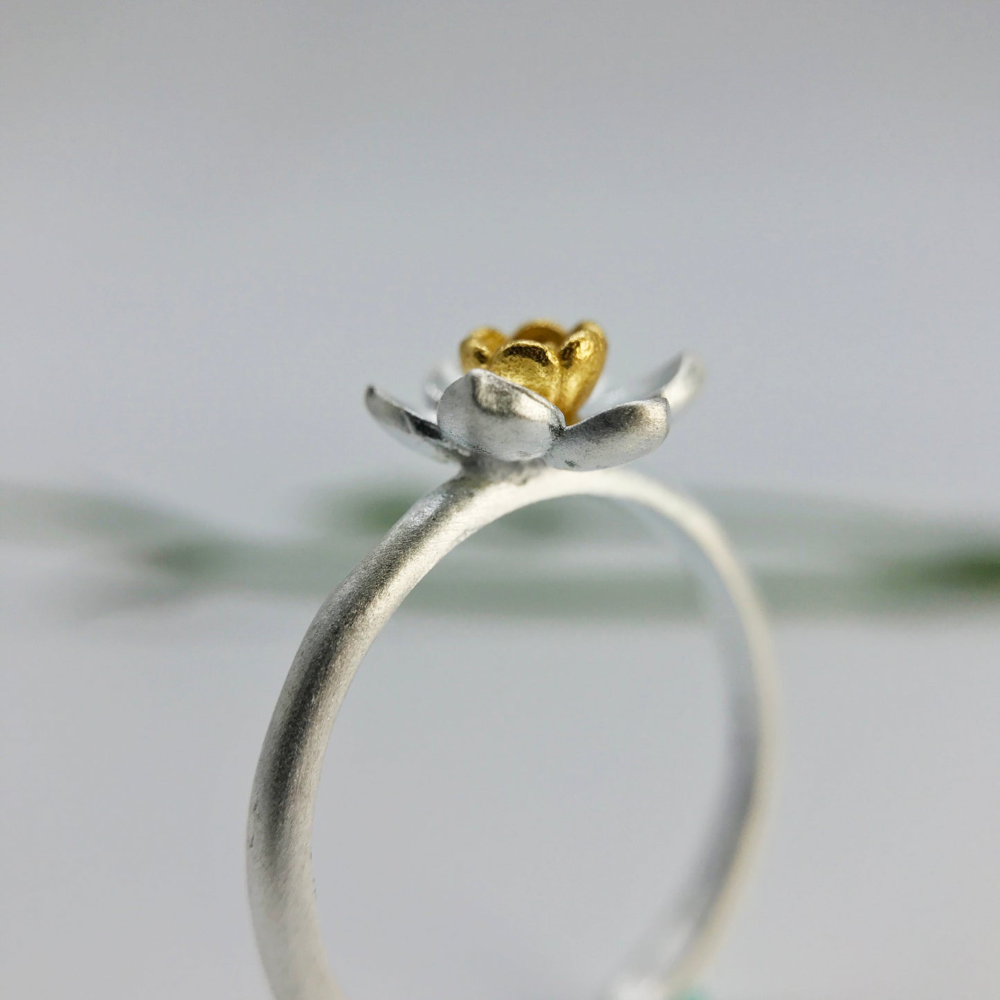 Small Lotus Sterling Silver Ring