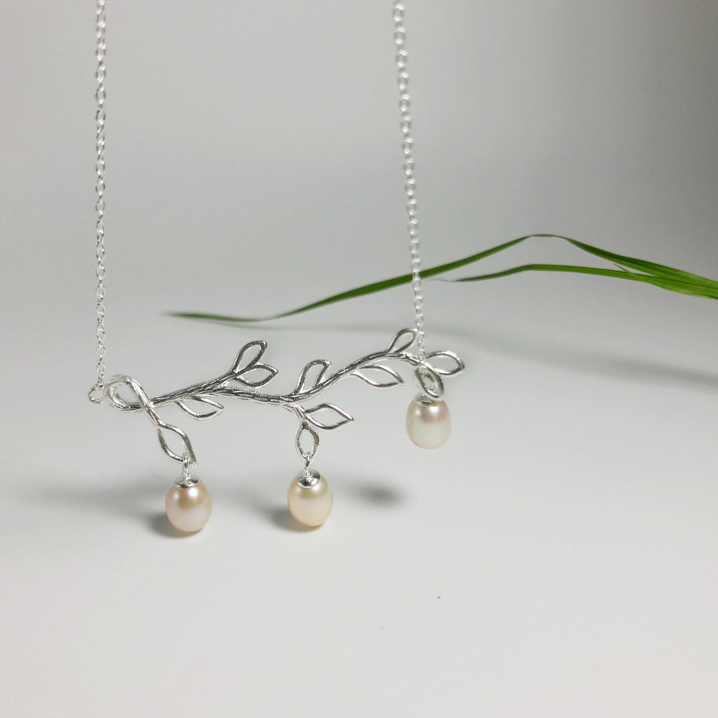 Tree Pendant Sterling Silver Pearl Necklace