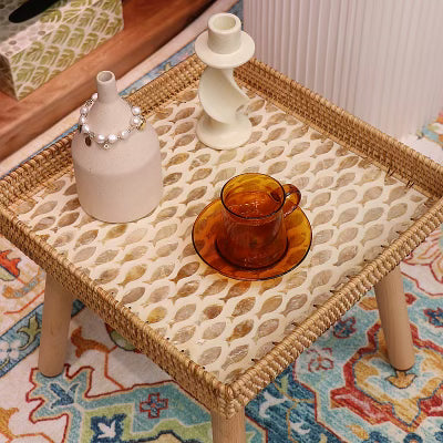 Fishes Square Mother Pearl Low Table