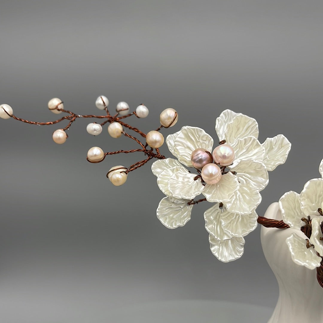 Pearl Branch with Ceramic Vase