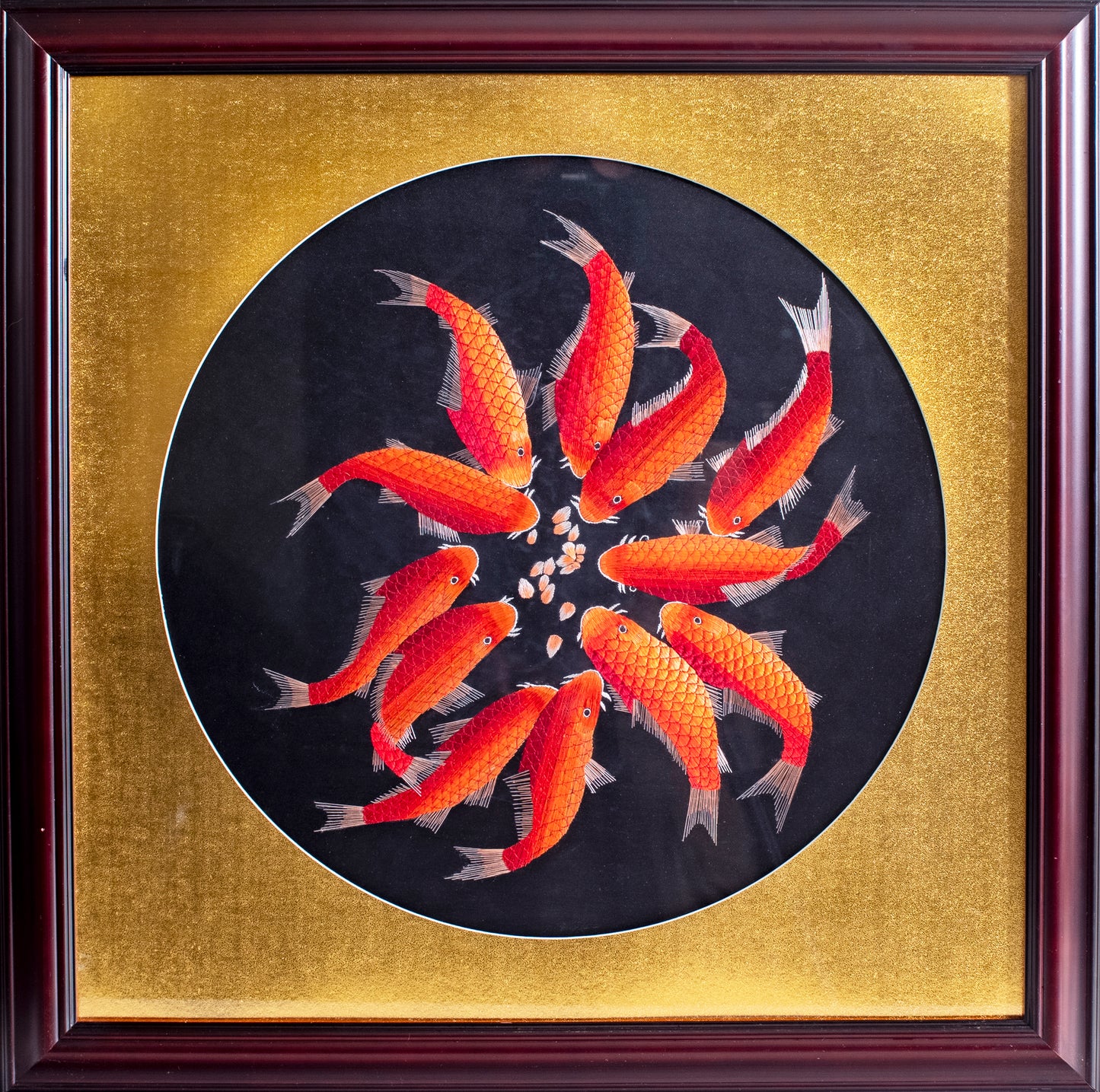 Fengshui Fish- Silk Art Framed and Matted