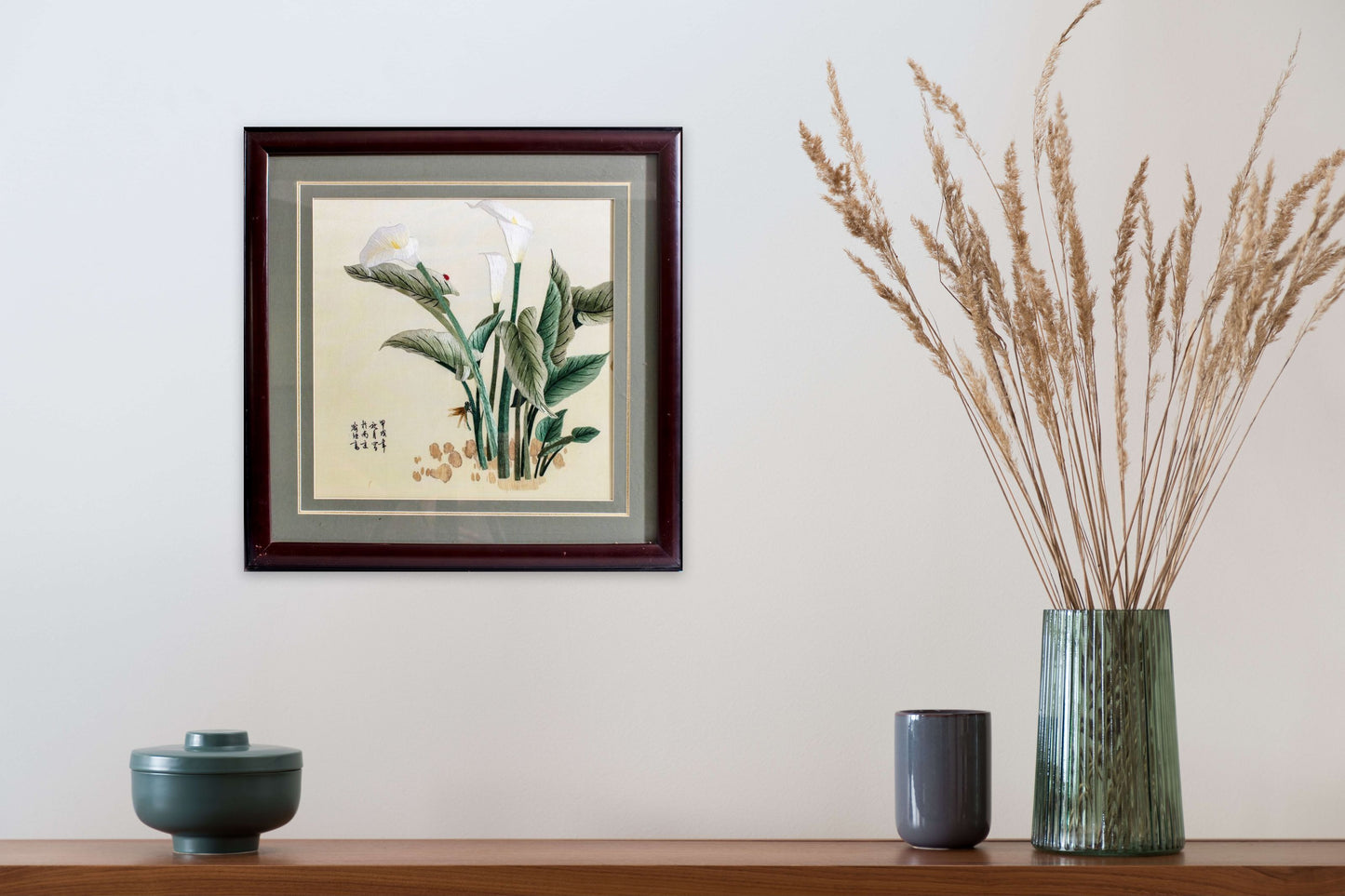 Peace Lily - Silk Art Framed and Matted