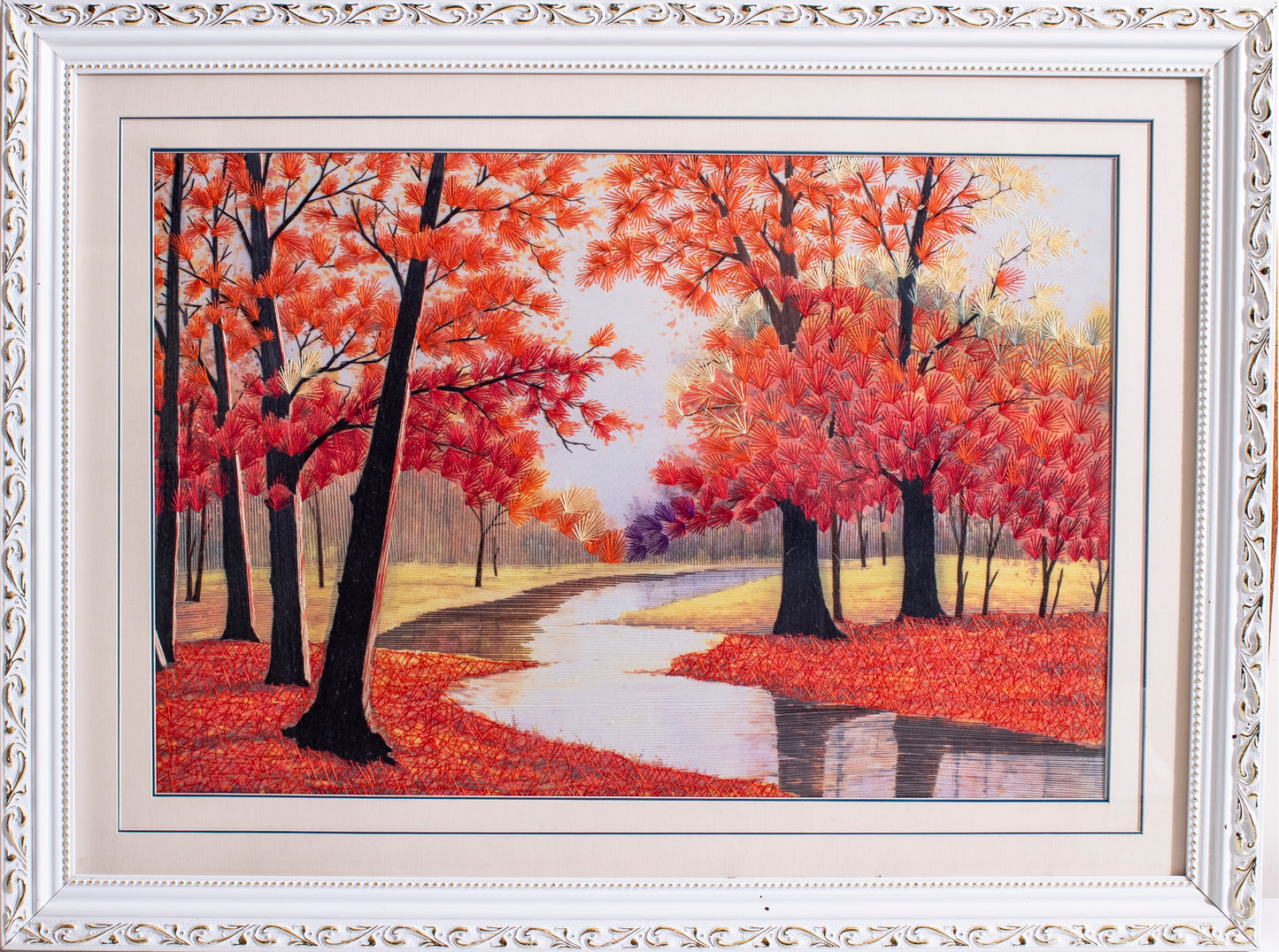 Autumn Landscape - Silk Art Framed and Matted